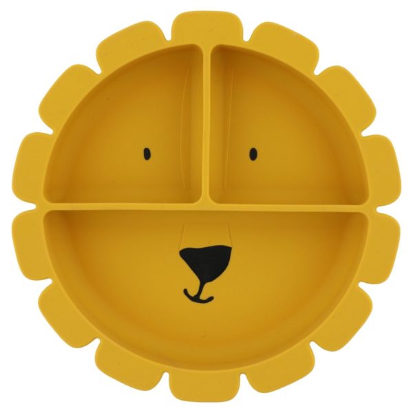 Assiette avec ventouse en silicone et compartiments - Lion