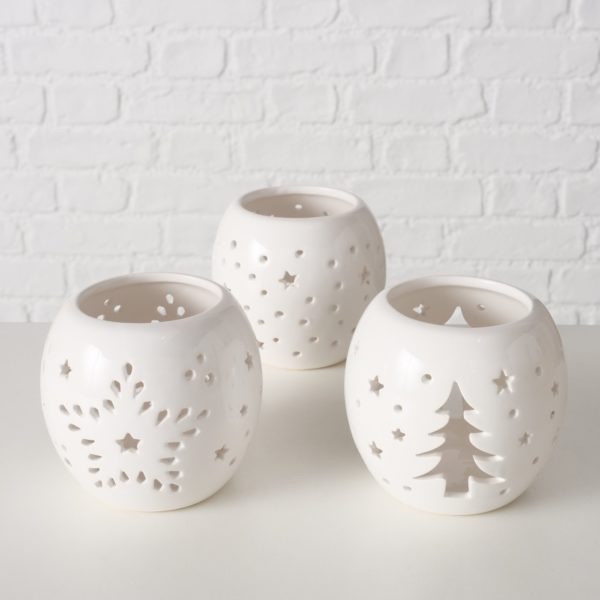 Photophore rond en porcelaine blanche