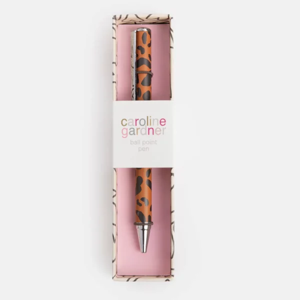 Stylo à bille noir imprimé Léopard