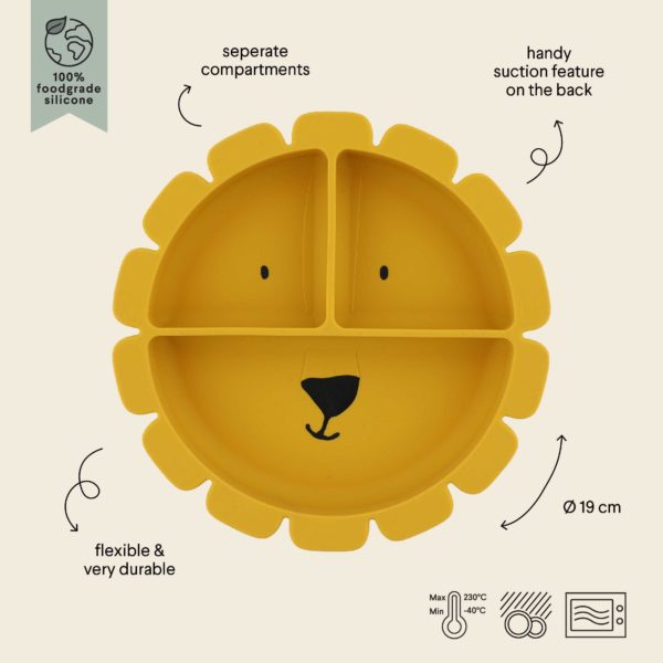 Assiette avec ventouse en silicone et compartiments - Lion – Image 2