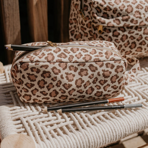 Trousse rectangle motif Léopard