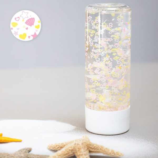 Bouteille sensorielle coquillages roses & jaunes