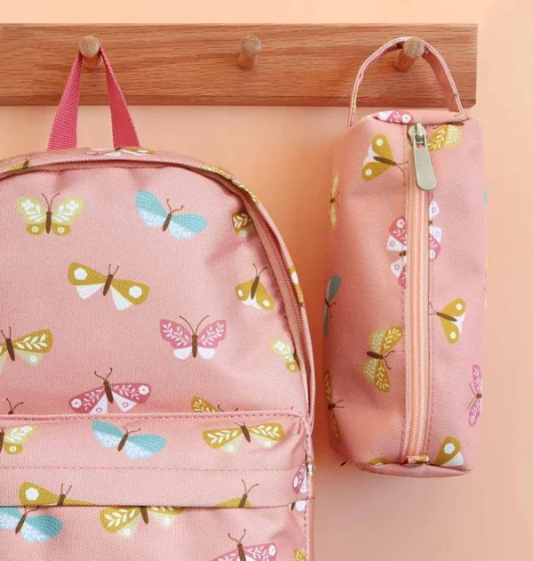 Trousse rose imprimé papillons