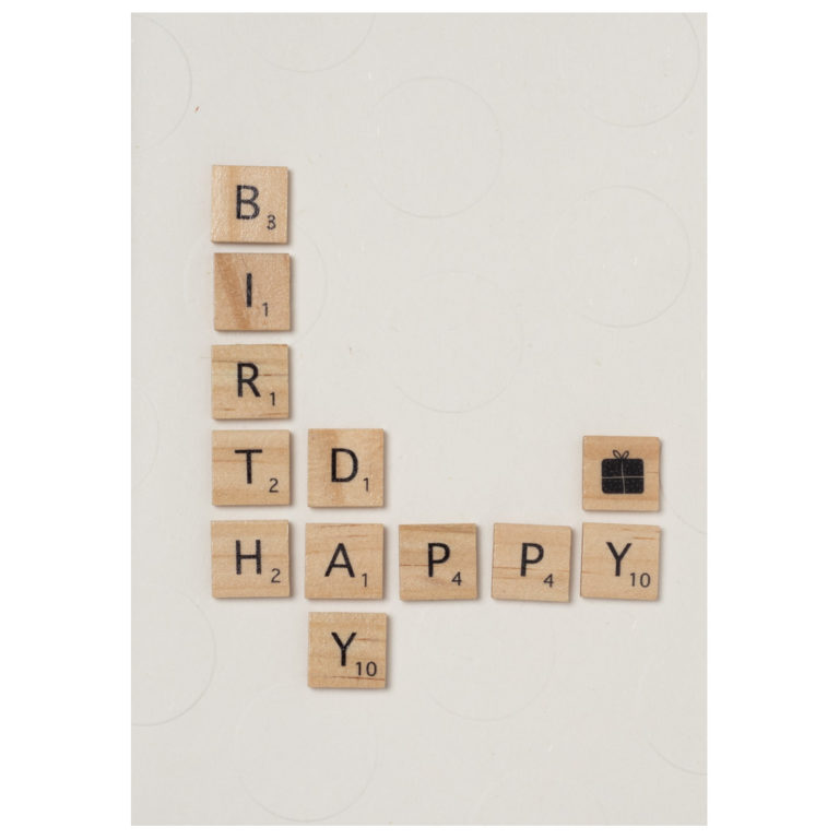 Carte Happy birthday - lettres en scrable