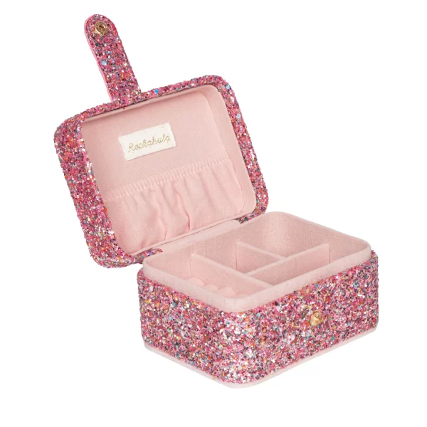 Boîte à bijoux à paillettes tons rose