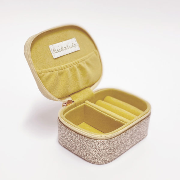 Petite Boîte à bijoux paillettes jaunes/dorées – Image 2