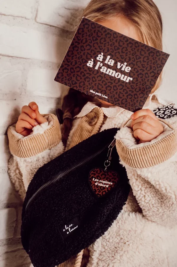 Banane noire POUR ENFANT moumoute "à la vie à l'amour" sangle léopard – Image 4