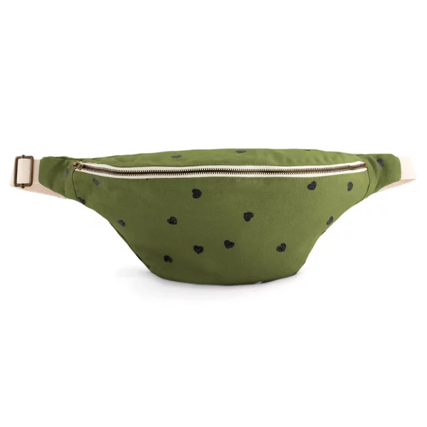 Sac banane coeurs vert kaki