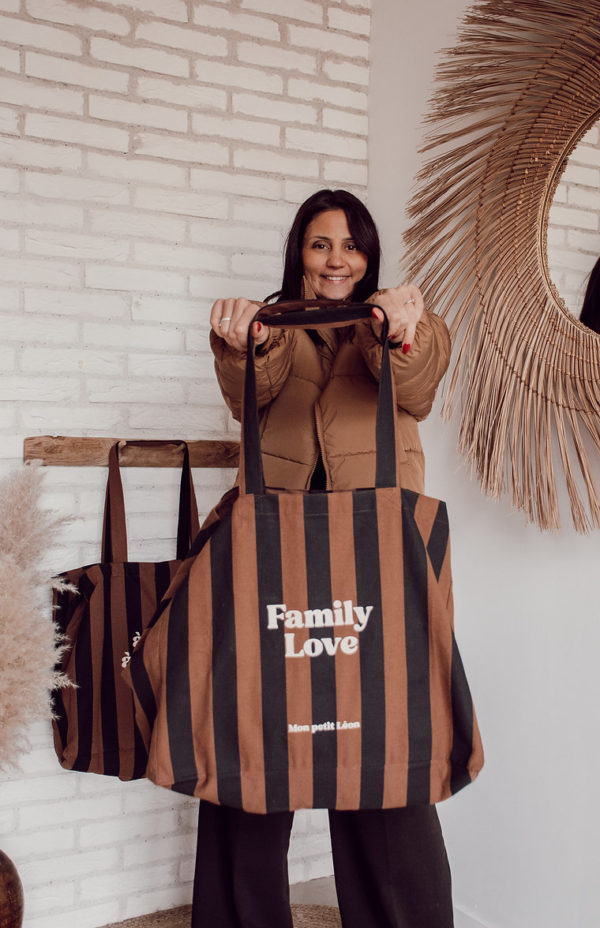 Sac cabas XXL rayé ''Family Love'' – Image 6
