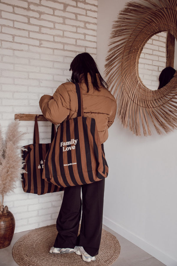 Sac cabas XXL rayé ''Family Love'' – Image 3