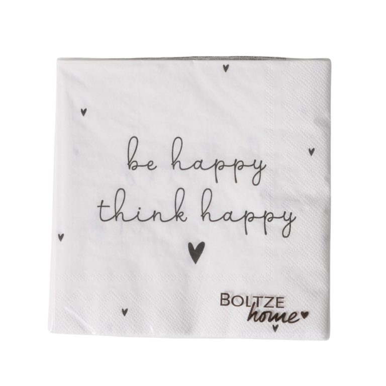 Serviettes blanche be happy think happy - 20 pièces