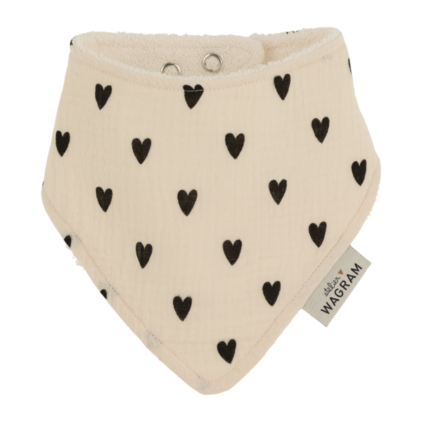 Bavoir en gaze de coton écru avec coeurs