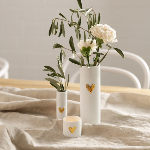 Duo de bougeoirs avec coeur doré – Image 2