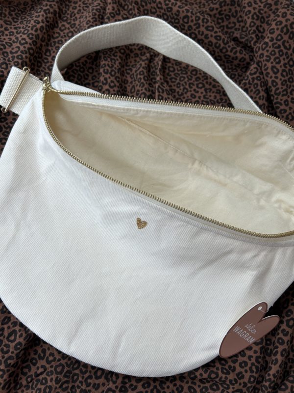 Sac banane ADULTE velours cotelé écru avec petit coeur doré – Image 2