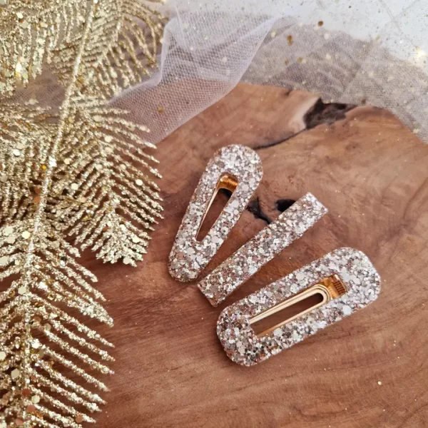 Barrette en résine Mix champagne