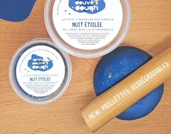 Pot de 180g de pâte à modeler - Nuit étoilée avec paillettes