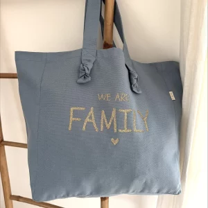 Sac cabas - We are family ♥ coloris bleu nuage