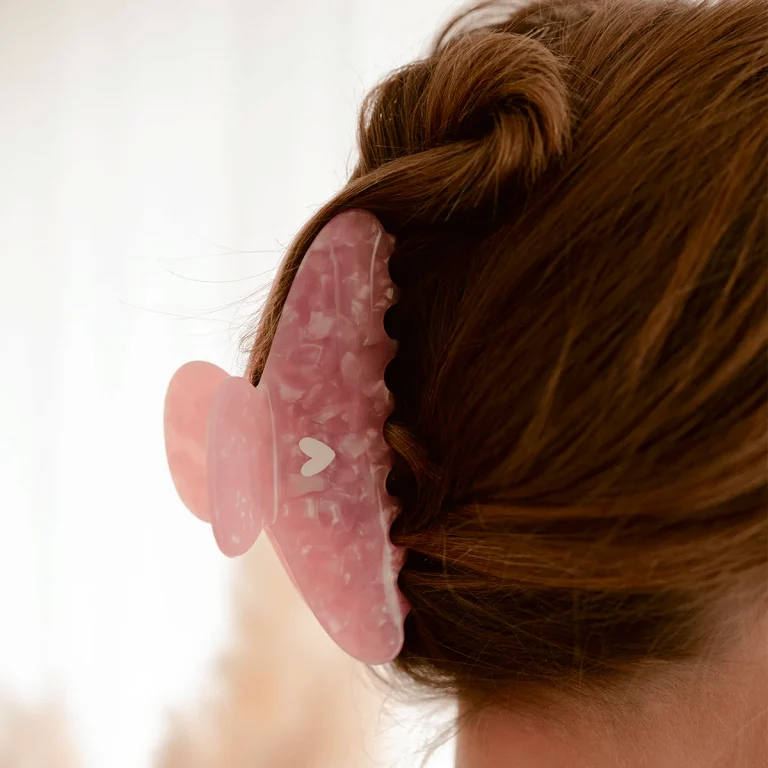 Grande pince à cheveux rose marbré