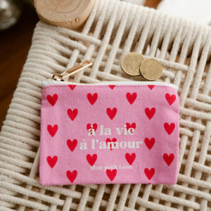 Porte-monnaie coeur rose rouge - A la vie à l'amour