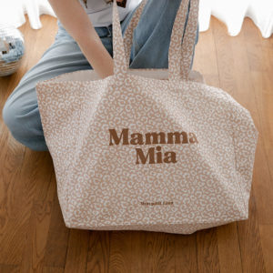 Sac cabas XXL Léopard beige nude - Mamma Mia