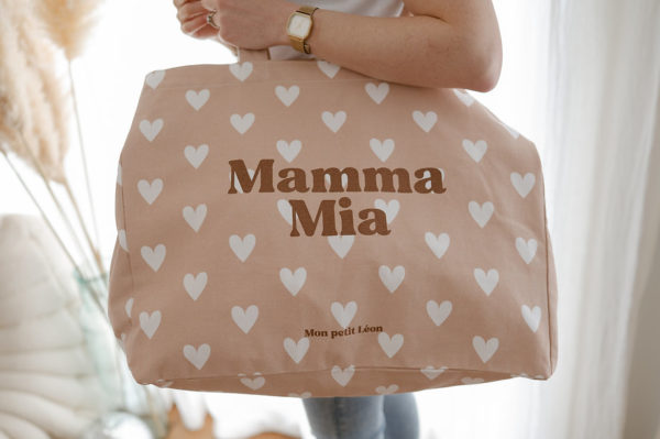 Sac cabas XXL Coeur beige nude - Mamma Mia – Image 2