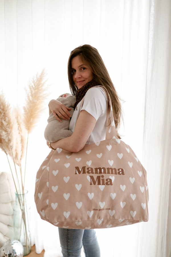 Sac cabas XXL Coeur beige nude - Mamma Mia – Image 4