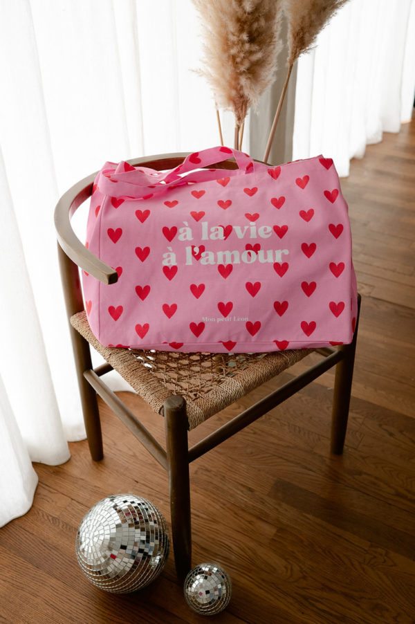 Sac cabas XXL coeur rose rouge - A la vie à l'amour – Image 2