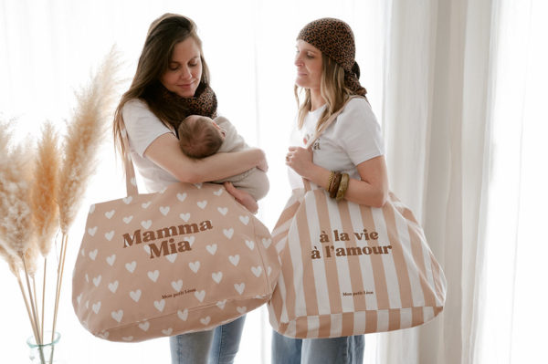 Sac cabas XXL Rayé beige nude - A la vie à l'amour – Image 3