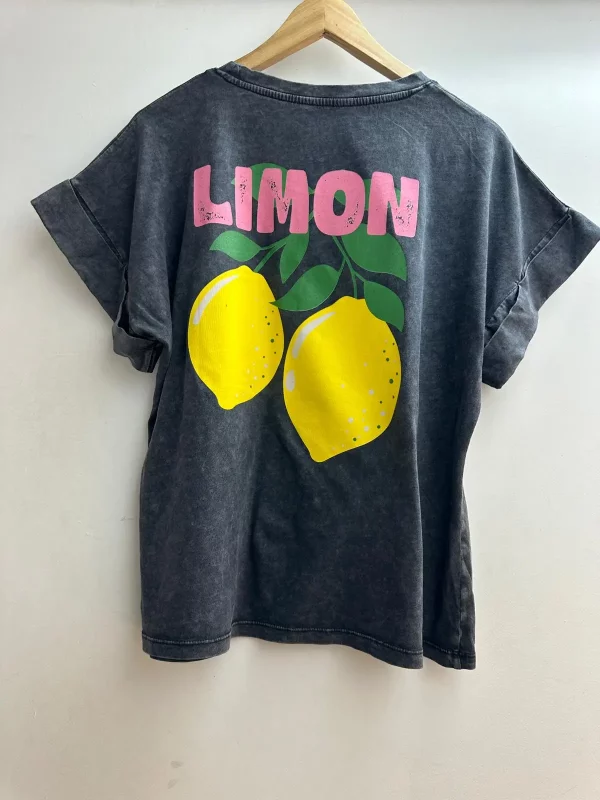T-shirt effet délavé imprimé avec citron LIMON – Image 2