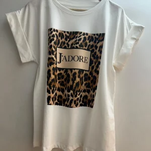 T-shirt imprimé léopard avec J'ADORE