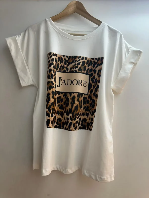 T-shirt imprimé léopard avec J'ADORE