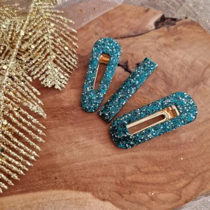 Barrette en résine Vert/or