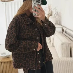 Veste en Jean imprimé léopard