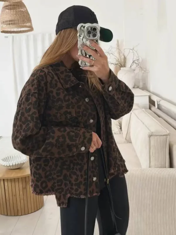 Veste en Jean imprimé léopard