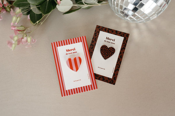 Pin's coeur rayures rose - Merci de tout mon ♡ – Image 3