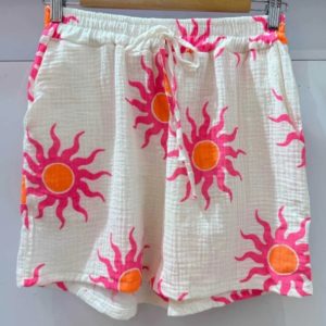 Short en gaze de coton soleil blanc