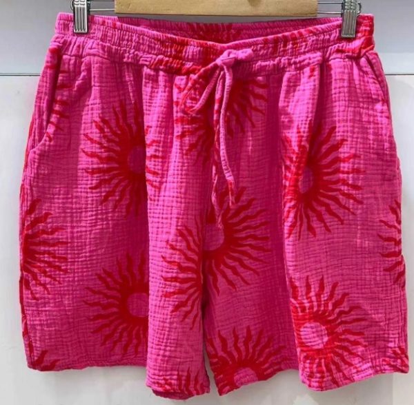 Short en gaze de coton soleil fuchsia