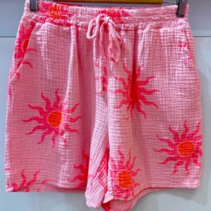 Short en gaze de coton soleil rose