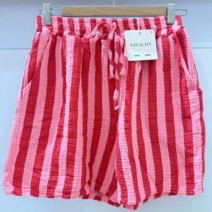 Sort rayé rose-rouge en gaze de coton
