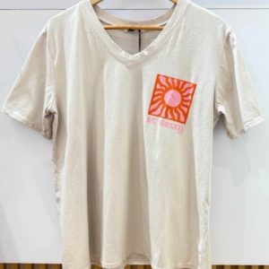 T-shirt col en V soleil beige