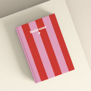 Carnet A5 rayures roses - Maîtresse