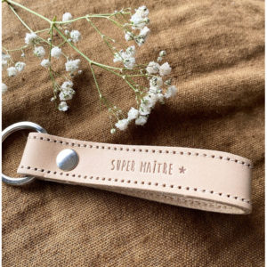 Porte-clefs en cuir naturel - Super maître