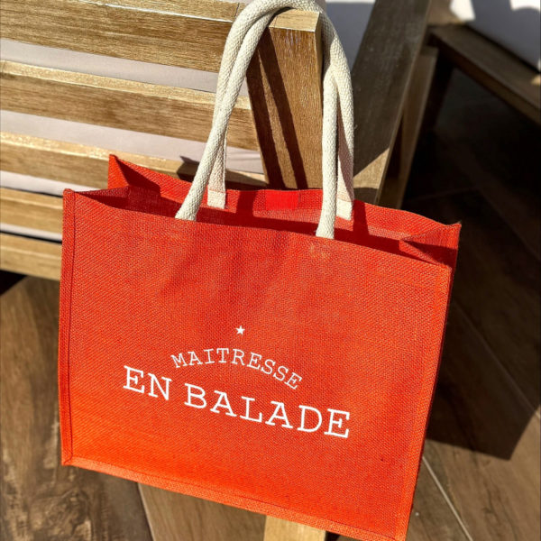 Sac Cabas en jute orange - Maîtresse en Balade – Image 2