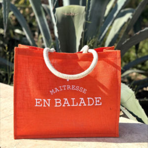 Sac Cabas en jute orange - Maîtresse en Balade