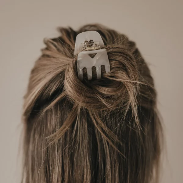 Pince cheveux blanc nacré petite