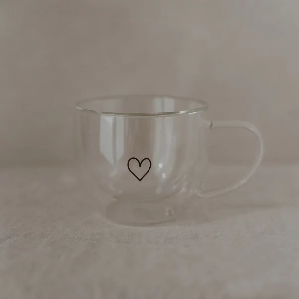 Tasse double paroi en verre avec coeur