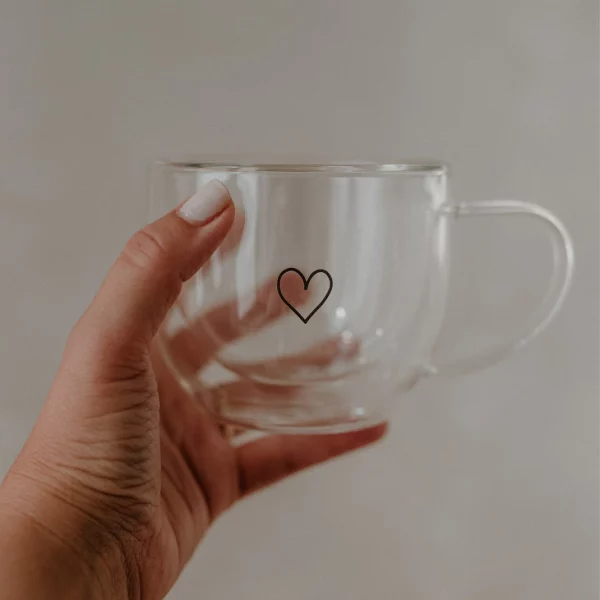 Tasse en verre double paroi cœur 250ml – Image 3
