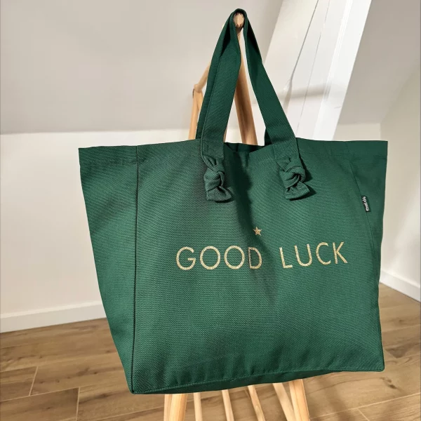 Sac cabas vert anglais - Good Luck – Image 2