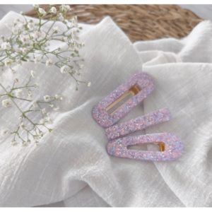 Barrette en résine violet/rose pastel