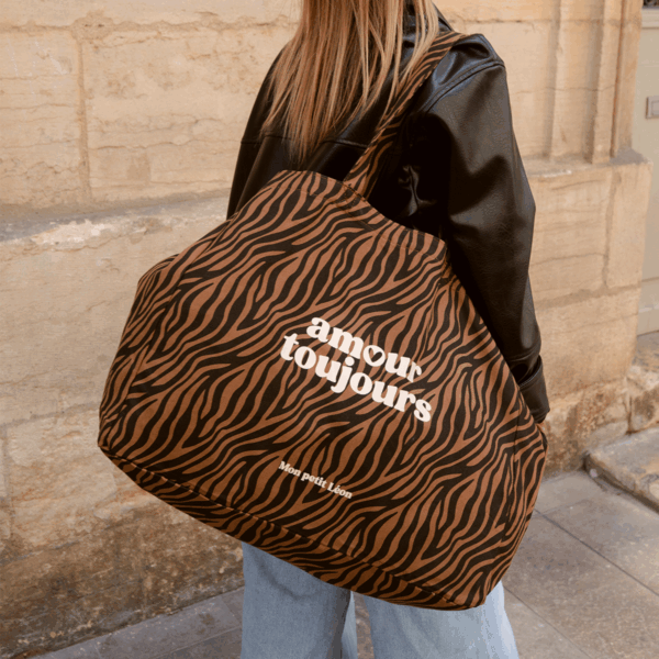 Sac cabas XXL Zèbre foncé - Amour toujours